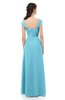 ColsBM Aspen Light Blue Bridesmaid Dresses Off The Shoulder Elegant Short Sleeve Floor Length A-line Ruching