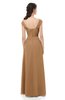 ColsBM Aspen Light Brown Bridesmaid Dresses Off The Shoulder Elegant Short Sleeve Floor Length A-line Ruching