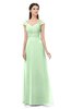 ColsBM Aspen Light Green Bridesmaid Dresses Off The Shoulder Elegant Short Sleeve Floor Length A-line Ruching