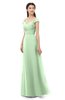 ColsBM Aspen Light Green Bridesmaid Dresses Off The Shoulder Elegant Short Sleeve Floor Length A-line Ruching