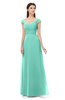 ColsBM Aspen Mint Green Bridesmaid Dresses Off The Shoulder Elegant Short Sleeve Floor Length A-line Ruching