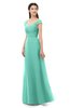 ColsBM Aspen Mint Green Bridesmaid Dresses Off The Shoulder Elegant Short Sleeve Floor Length A-line Ruching