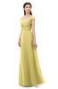 ColsBM Aspen Misted Yellow Bridesmaid Dresses Off The Shoulder Elegant Short Sleeve Floor Length A-line Ruching
