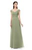 ColsBM Aspen Moss Green Bridesmaid Dresses Off The Shoulder Elegant Short Sleeve Floor Length A-line Ruching