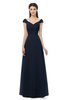 ColsBM Aspen Navy Blue Bridesmaid Dresses Off The Shoulder Elegant Short Sleeve Floor Length A-line Ruching