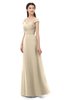 ColsBM Aspen Novelle Peach Bridesmaid Dresses Off The Shoulder Elegant Short Sleeve Floor Length A-line Ruching