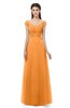 ColsBM Aspen Orange Bridesmaid Dresses Off The Shoulder Elegant Short Sleeve Floor Length A-line Ruching