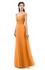 ColsBM Aspen Orange Bridesmaid Dresses Off The Shoulder Elegant Short Sleeve Floor Length A-line Ruching