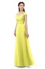 ColsBM Aspen Pale Yellow Bridesmaid Dresses Off The Shoulder Elegant Short Sleeve Floor Length A-line Ruching