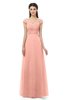 ColsBM Aspen Peach Bridesmaid Dresses Off The Shoulder Elegant Short Sleeve Floor Length A-line Ruching