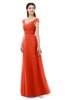 ColsBM Aspen Persimmon Bridesmaid Dresses Off The Shoulder Elegant Short Sleeve Floor Length A-line Ruching