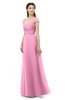 ColsBM Aspen Pink Bridesmaid Dresses Off The Shoulder Elegant Short Sleeve Floor Length A-line Ruching
