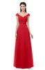 ColsBM Aspen Red Bridesmaid Dresses Off The Shoulder Elegant Short Sleeve Floor Length A-line Ruching