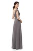 ColsBM Aspen Ridge Grey Bridesmaid Dresses Off The Shoulder Elegant Short Sleeve Floor Length A-line Ruching