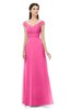 ColsBM Aspen Rose Pink Bridesmaid Dresses Off The Shoulder Elegant Short Sleeve Floor Length A-line Ruching