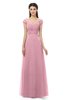 ColsBM Aspen Rosebloom Bridesmaid Dresses Off The Shoulder Elegant Short Sleeve Floor Length A-line Ruching