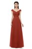 ColsBM Aspen Rust Bridesmaid Dresses Off The Shoulder Elegant Short Sleeve Floor Length A-line Ruching