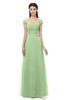 ColsBM Aspen Sage Green Bridesmaid Dresses Off The Shoulder Elegant Short Sleeve Floor Length A-line Ruching