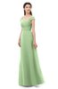 ColsBM Aspen Sage Green Bridesmaid Dresses Off The Shoulder Elegant Short Sleeve Floor Length A-line Ruching