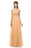 ColsBM Aspen Salmon Buff Bridesmaid Dresses Off The Shoulder Elegant Short Sleeve Floor Length A-line Ruching