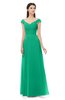 ColsBM Aspen Sea Green Bridesmaid Dresses Off The Shoulder Elegant Short Sleeve Floor Length A-line Ruching
