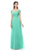ColsBM Aspen Seafoam Green Bridesmaid Dresses Off The Shoulder Elegant Short Sleeve Floor Length A-line Ruching