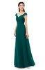 ColsBM Aspen Shaded Spruce Bridesmaid Dresses Off The Shoulder Elegant Short Sleeve Floor Length A-line Ruching