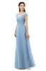 ColsBM Aspen Sky Blue Bridesmaid Dresses Off The Shoulder Elegant Short Sleeve Floor Length A-line Ruching