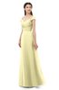 ColsBM Aspen Soft Yellow Bridesmaid Dresses Off The Shoulder Elegant Short Sleeve Floor Length A-line Ruching