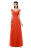 ColsBM Aspen Tangerine Tango Bridesmaid Dresses Off The Shoulder Elegant Short Sleeve Floor Length A-line Ruching