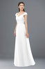 ColsBM Aspen White Bridesmaid Dresses Off The Shoulder Elegant Short Sleeve Floor Length A-line Ruching