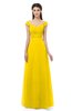 ColsBM Aspen Yellow Bridesmaid Dresses Off The Shoulder Elegant Short Sleeve Floor Length A-line Ruching