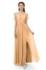 ColsBM Raven Apricot Bridesmaid Dresses Split-Front Modern Short Sleeve Floor Length Thick Straps A-line