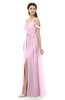 ColsBM Raven Baby Pink Bridesmaid Dresses Split-Front Modern Short Sleeve Floor Length Thick Straps A-line