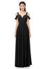 ColsBM Raven Black Bridesmaid Dresses Split-Front Modern Short Sleeve Floor Length Thick Straps A-line