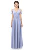 ColsBM Raven Blue Heron Bridesmaid Dresses Split-Front Modern Short Sleeve Floor Length Thick Straps A-line