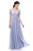 ColsBM Raven Blue Heron Bridesmaid Dresses Split-Front Modern Short Sleeve Floor Length Thick Straps A-line