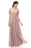 ColsBM Raven Blush Pink Bridesmaid Dresses Split-Front Modern Short Sleeve Floor Length Thick Straps A-line