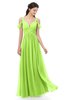 ColsBM Raven Bright Green Bridesmaid Dresses Split-Front Modern Short Sleeve Floor Length Thick Straps A-line
