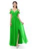 ColsBM Raven Classic Green Bridesmaid Dresses Split-Front Modern Short Sleeve Floor Length Thick Straps A-line