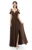 ColsBM Raven Copper Bridesmaid Dresses Split-Front Modern Short Sleeve Floor Length Thick Straps A-line