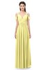 ColsBM Raven Daffodil Bridesmaid Dresses Split-Front Modern Short Sleeve Floor Length Thick Straps A-line