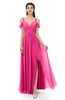 ColsBM Raven Fandango Pink Bridesmaid Dresses Split-Front Modern Short Sleeve Floor Length Thick Straps A-line