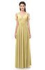 ColsBM Raven Gold Bridesmaid Dresses Split-Front Modern Short Sleeve Floor Length Thick Straps A-line
