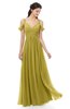 ColsBM Raven Golden Olive Bridesmaid Dresses Split-Front Modern Short Sleeve Floor Length Thick Straps A-line
