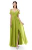 ColsBM Raven Green Oasis Bridesmaid Dresses Split-Front Modern Short Sleeve Floor Length Thick Straps A-line
