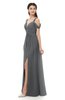 ColsBM Raven Grey Bridesmaid Dresses Split-Front Modern Short Sleeve Floor Length Thick Straps A-line