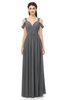 ColsBM Raven Grey Bridesmaid Dresses Split-Front Modern Short Sleeve Floor Length Thick Straps A-line