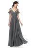 ColsBM Raven Grey Bridesmaid Dresses Split-Front Modern Short Sleeve Floor Length Thick Straps A-line