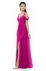 ColsBM Raven Hot Pink Bridesmaid Dresses Split-Front Modern Short Sleeve Floor Length Thick Straps A-line